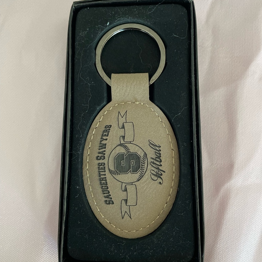 Vintage Leather Softball Keychain